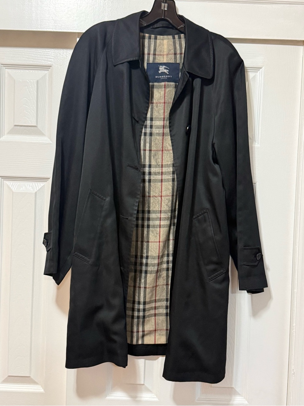Burberry London Black Nova Check Car Trench Coat 12P or size L